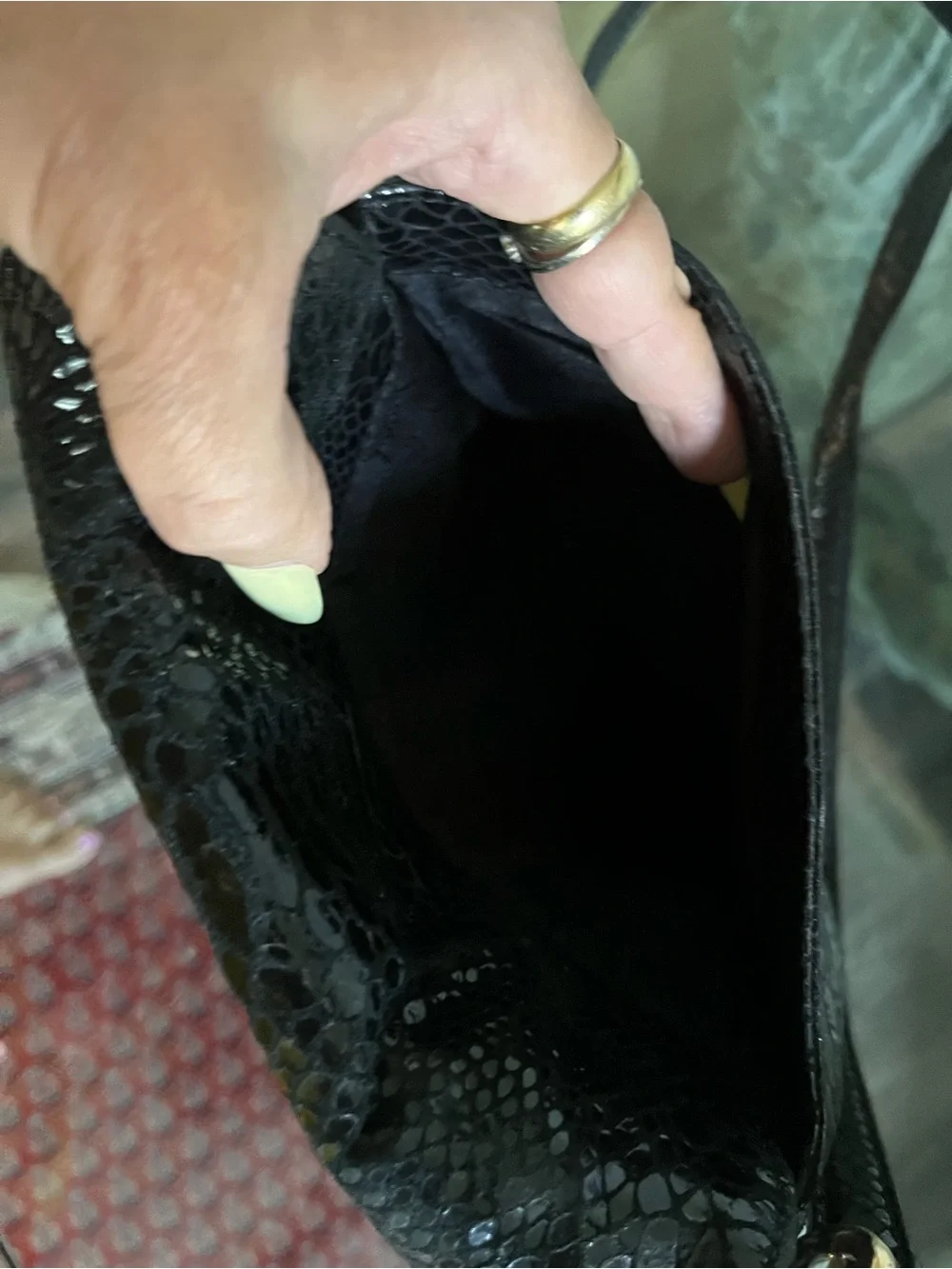 Michael Kors Berkley Black Faux-Snake Crossbody Bag with Gold Accent